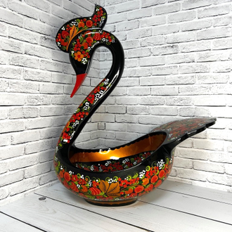 Лебедь большой с ковшами 50*40*23 см сувенирный с росписью Хохлома