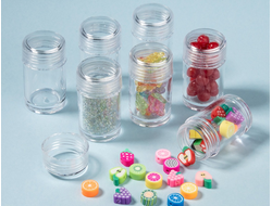 Набор пластиковых баночек/контейнеров для хранения бисера 2.7*4.8см - 8 штук.
