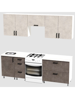 Кухня Эконом 1,8 метра (900х900) Цвет: Цемент светлый/Цемент темный