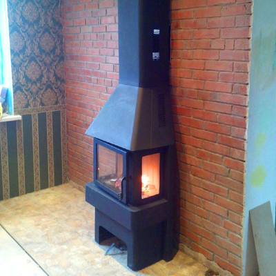 Экокамин Бавария три стекла черный