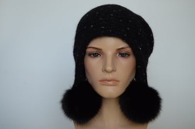 женская меланжевая шапка с помпонами Вицио Италия