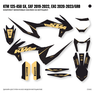 Наклейки на мотоцикл KTM 125-450 SX, SXF 2019-2022, EXC 2020-2023/GR8 #7205