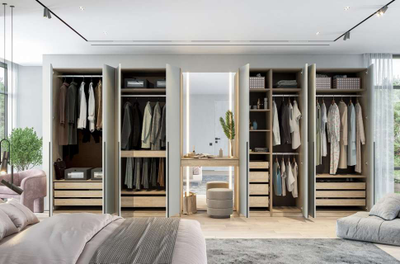 Этна шкаф Ш 57*100 Дуб эндгрей/Софт грей с зеркалами