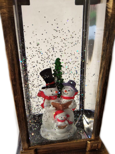 Новогодний  LED фонарь с поддувкой снега и USB кабелем, Н=30см (три вида)