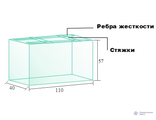 Аквариум прямоугольный 250 л. 110*57(h)*40