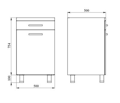 Тумба металлическая с ящиками на опорах ТМЯ-1.0 Люкс