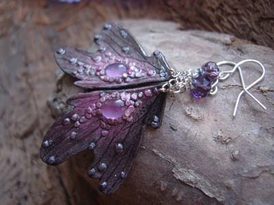 Волшебные серьги с аметистом "Крылышки Причудливой Феи"