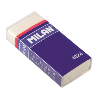 Ластик каучуковый Milan 4024, белый, карт. держатель
