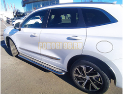 Пороги с накладным листом Папа Тюнинг d53 для Haval Jolion 2024-