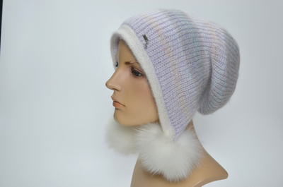 Шапка ушанка Vizio Италия 1307 PP 66  с помпонами белая