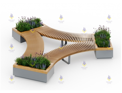 1652.2 Скамья-трио с вазонами на металлическом основании