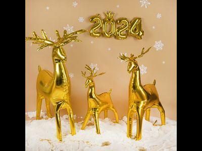 Шар 3D (48''/122 см) Фигура, Олень, Золото