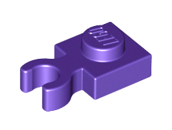 Plate, Modified 1 x 1 with Open O Clip Thick Vertical Grip, Dark Purple (4085d / 6176821 / 6352224)