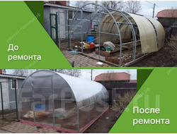 Ремонт теплиц - замена поликарбоната, монтаж на новое основание, установка дополнительных форточек, установка термоприводов и т.п.