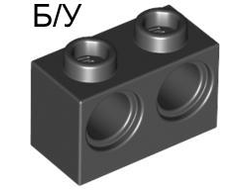 ! Б/У - Technic, Brick 1 x 2 with Holes, Black (32000 / 3200026) - Б/У