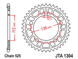 Звезда ведомая алюминиевая JT JTA1304.44 (JTA1304-44) (A1304-44) для Honda Road