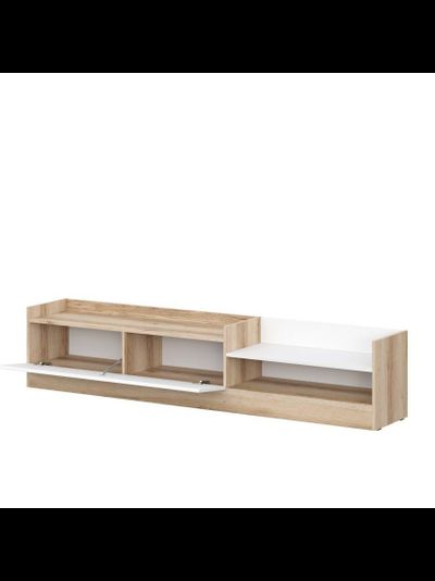 Брауни тумба для телевидеоаппаратуры Дуб Делано/Белый