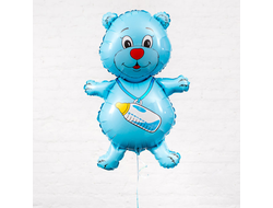 Шар фольга мишка голубой