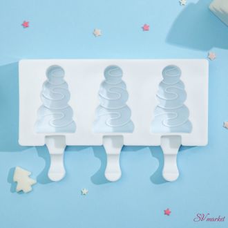 Форма для мороженого «Ёлочка», 18,8×11×2,2 см, 3 ячейки, 6,8×4,3×2,2 см