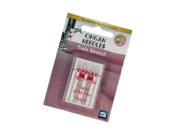 Иглы для бытовых швейных машин "ORGAN" двойная стрейч  2шт. в пенале трикотаж №75/2,5