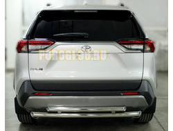 Защита заднего бампера радиусная двойная d60/53 для Toyota RAV4 (2019-...)