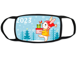 Тканевая защитная маска на лицо год Кролика №2