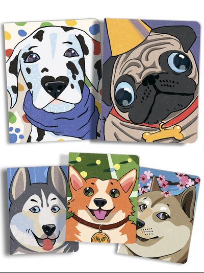 тетрадь с Мопсом, тетрадь с Корги, тетрадь с Шиба-ину, тетрадь с Далматинец, тетрадь с Хаски