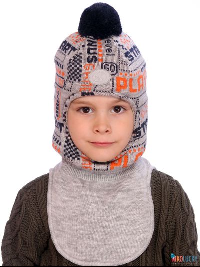 Шапка-шлем  21202-06, цвет серый,оранжевый, р. 52-54