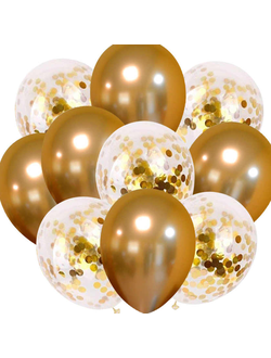 Хром золото+конфетти золото 10 шт