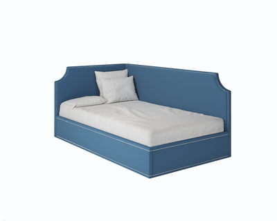 Угловая кровать, тахта, софа, подростковая MyCloud Брайтон, с подъемным механизмом, бельевым ящиком, боковой спинкой, без ножек, с молдингом