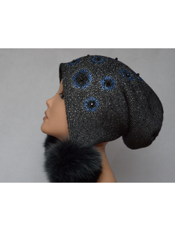 Женская шапка ушанка с украшениями стразами и помпонами фото итальянских шапок Визио