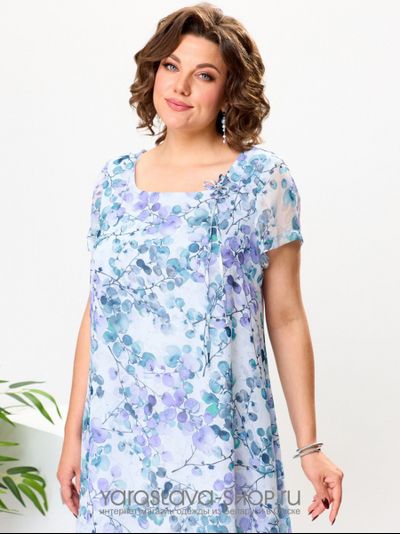 Платье женское А-силуэта в голубом оттенке