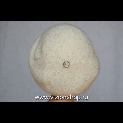 Вязаный берет с бисером для женщин Италия Vizio 6459 зимний белый