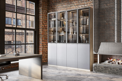 Этна шкаф Ш 57*50 Дуб эндгрей/Софт грей со стеклом