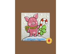 Купить тортик в шоколаде "С Новым годом "Хрюшка с леденцом", 700 грамм, фото