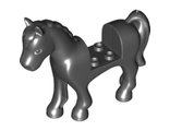 Horse with 2 x 2 Cutout with Dark Bluish Gray Eyes and Dark Bluish Gray Outline Around Eyes Pattern, Black (93083c01pb11 / 6151578)