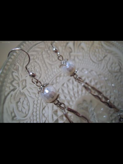 Длинные серьги &quot;Льдинки дождя&quot; с гранёным жемчугом