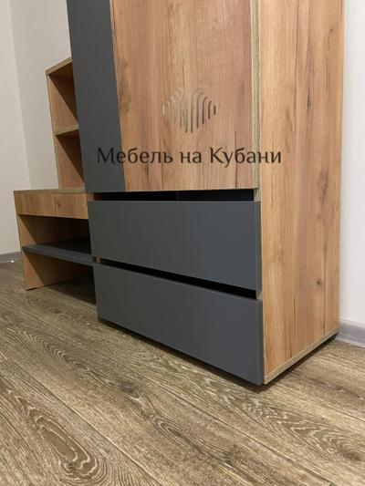 Абрау вешалка с зеркалом прихожая Дуб золотой/Графит