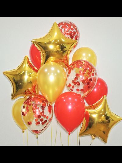 Набор шаров с гелием "Красное золото"