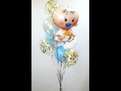 Фонтан из шаров на выписку "Малыш"