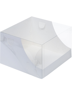 Коробка для торт с пласт. кр. (белая), 205*205*140мм