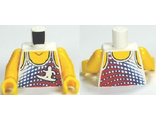 Torso Tank Top with Surfer Silhouette Pattern / Yellow Arms / Yellow Hands, White (973pb0997c01 / 4612153)