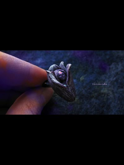 Волшебное кольцо с феей "Ночная Фея (Фея Цветов)" из коллекции необычных украшений Винсенто