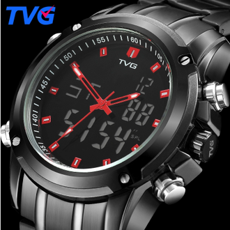 TVG Мужские наручные кварцевые светодиодные аналоговые спортивные часы