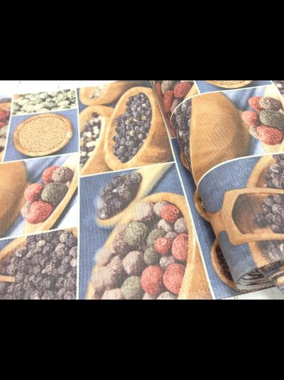 Вафельное полотно 176 г/м2 цвет синий принт Четыре перца