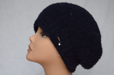 Синий мохнатый вязаный берет женский Италия Vizio 6405