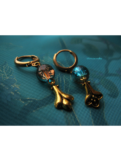 Серьги в стиле греческих украшений - "Золотые лилии"