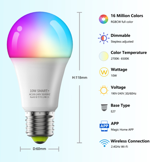 Master Evolution Pro Smart Bulb 10w RGB DIM Wi-Fi + ПДУ E27