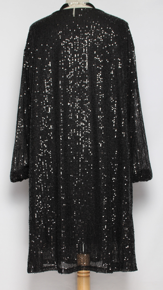 ПЛАТЬЕ-ТУНИКА НАРЯДНОЕ "РАСКЛЕШЕННОЕ ПАЙЕТКИ" черное р.46,50,52,54,58
