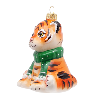 Елочная игрушка Тигренок в зеленом шарфике